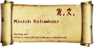 Minich Kolumbusz névjegykártya